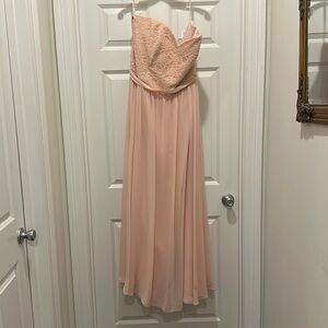 Mori Lee Strapless Blush pink bridesmaid dress